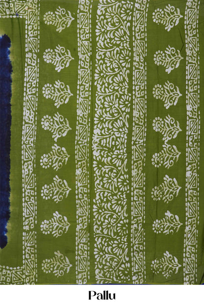 Batik print cotton casual saree