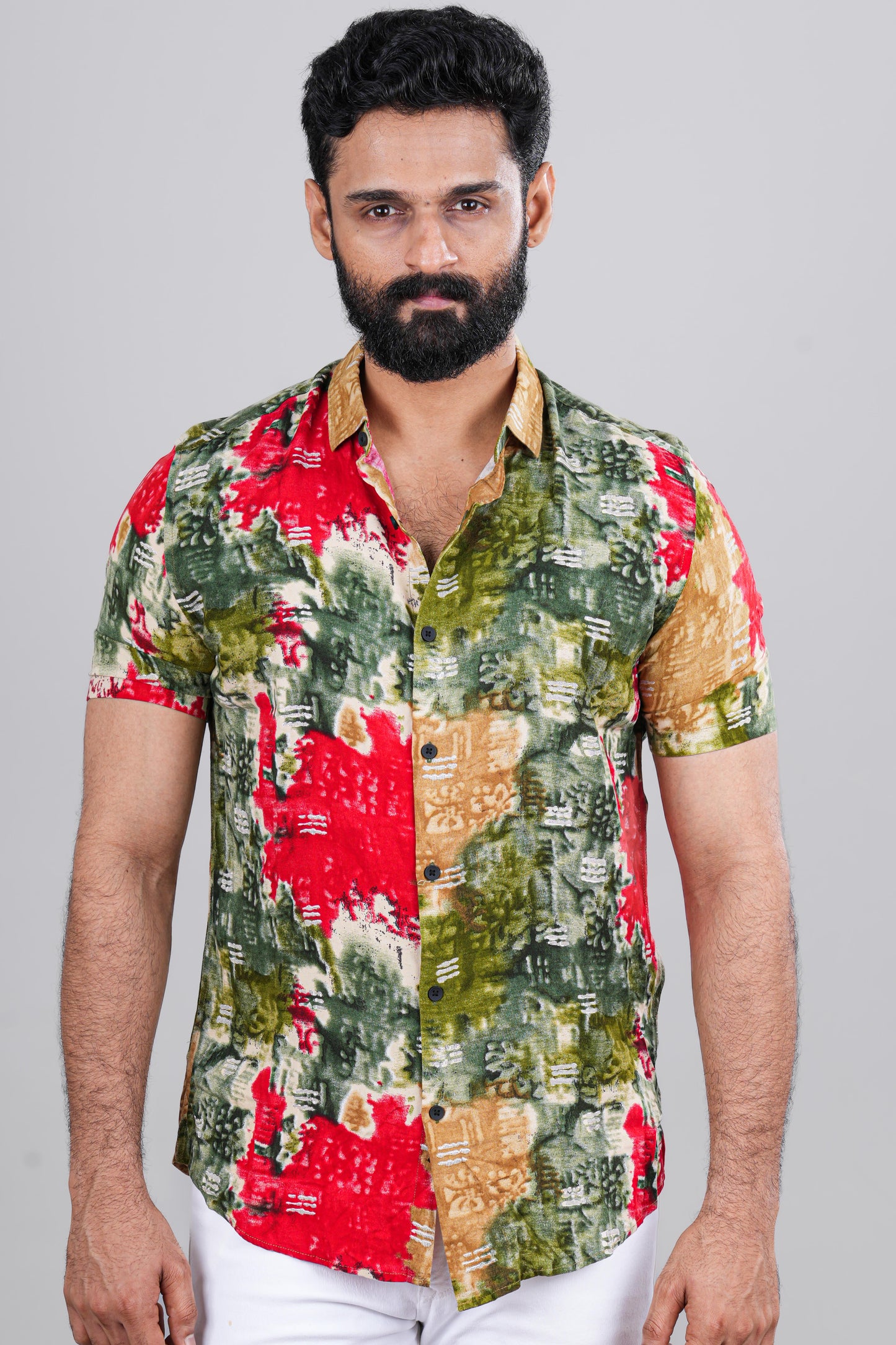 Beachwear printed mens shirt
