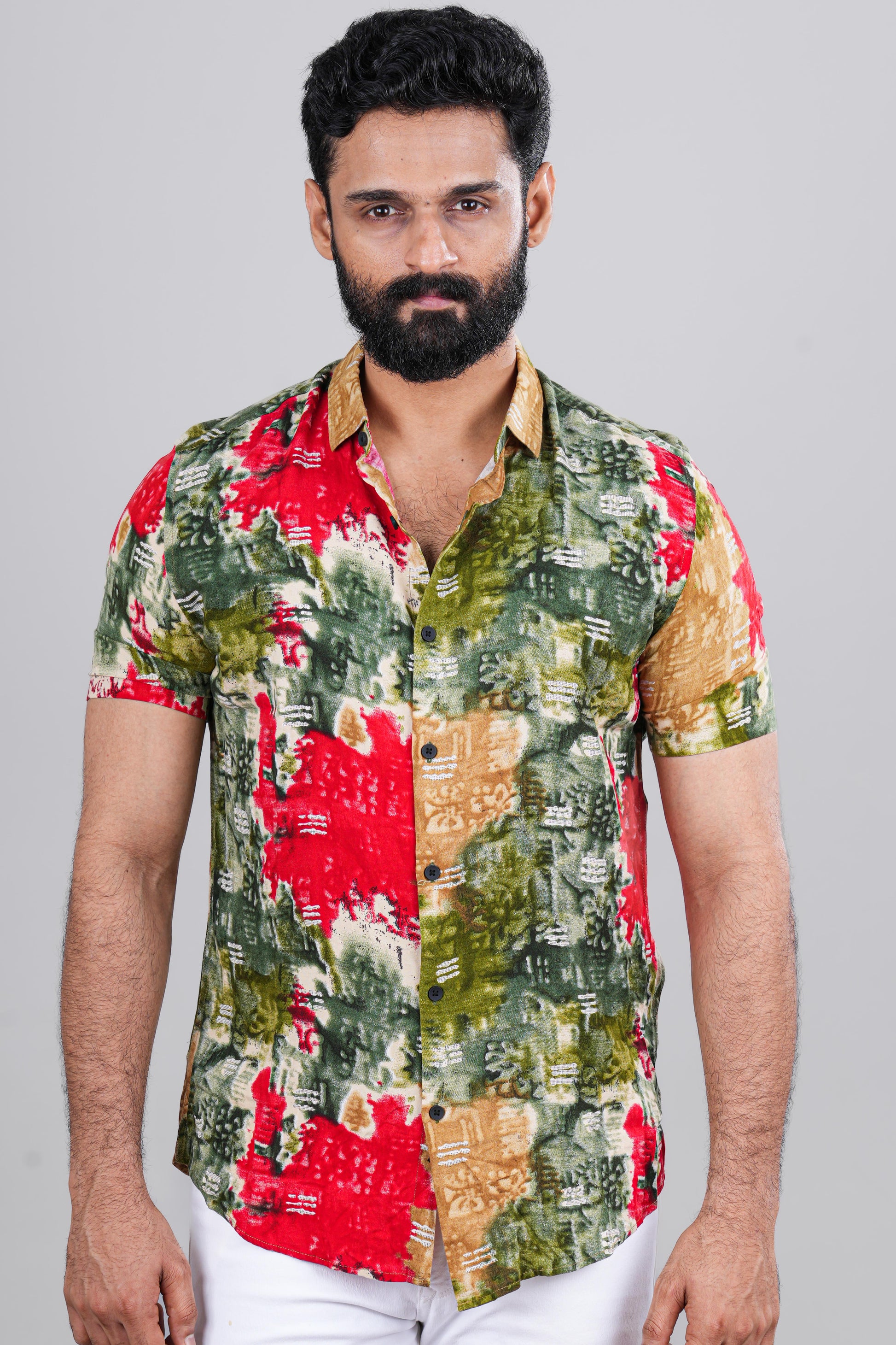 Beachwear printed mens shirt