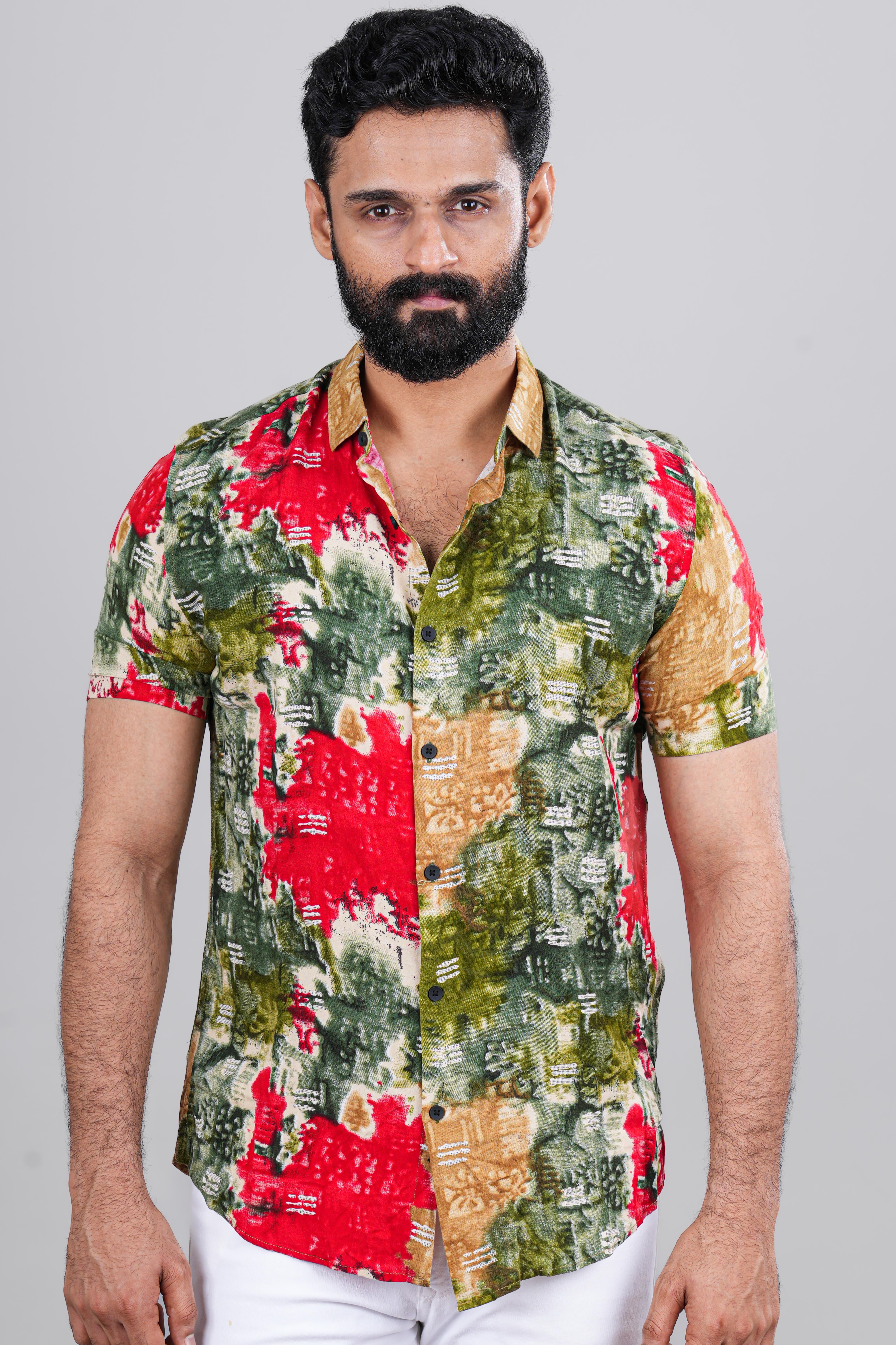 Beachwear printed mens shirt