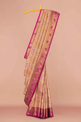 Beige bridal tissue silk saree