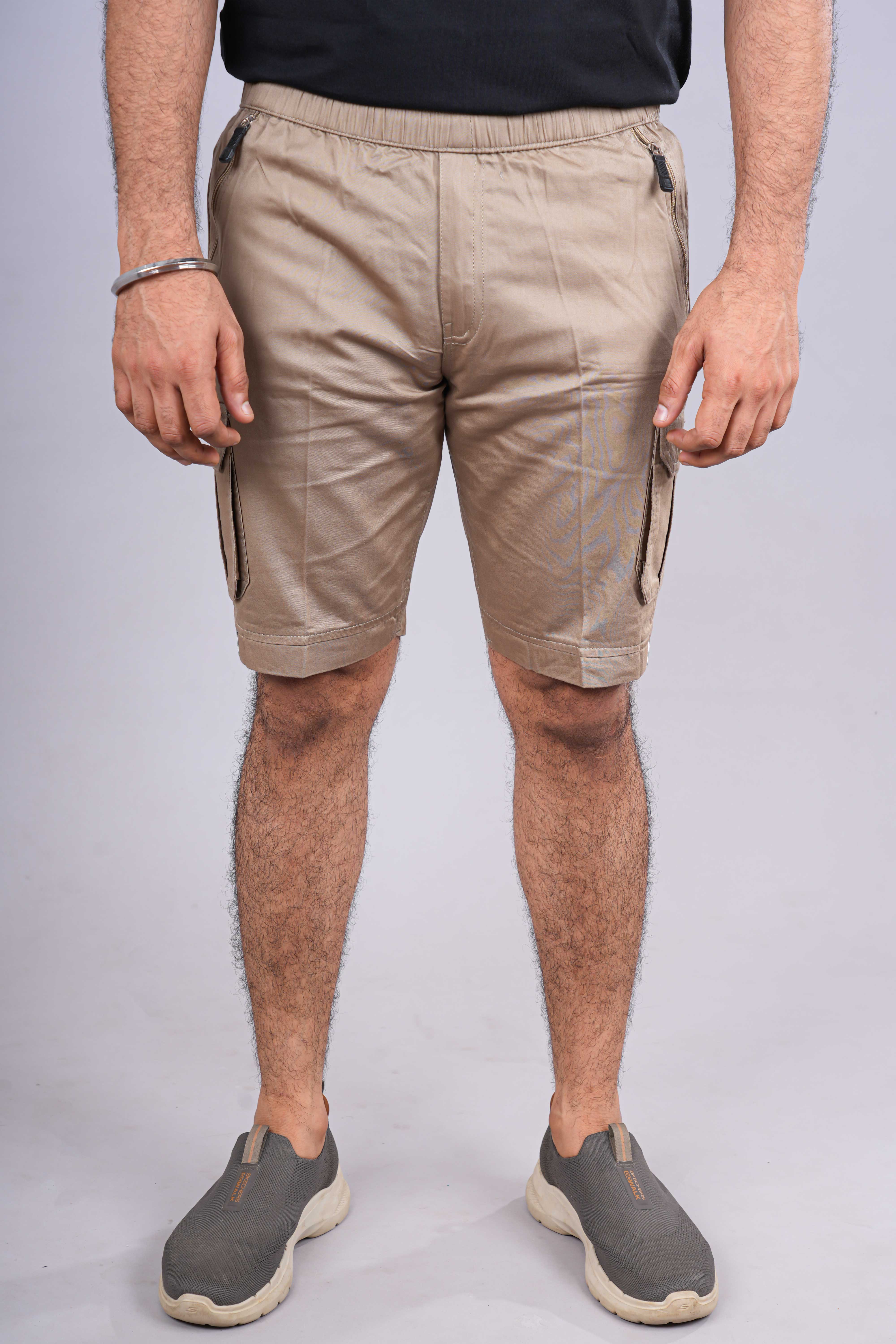 Beige cargo pocket shorts
