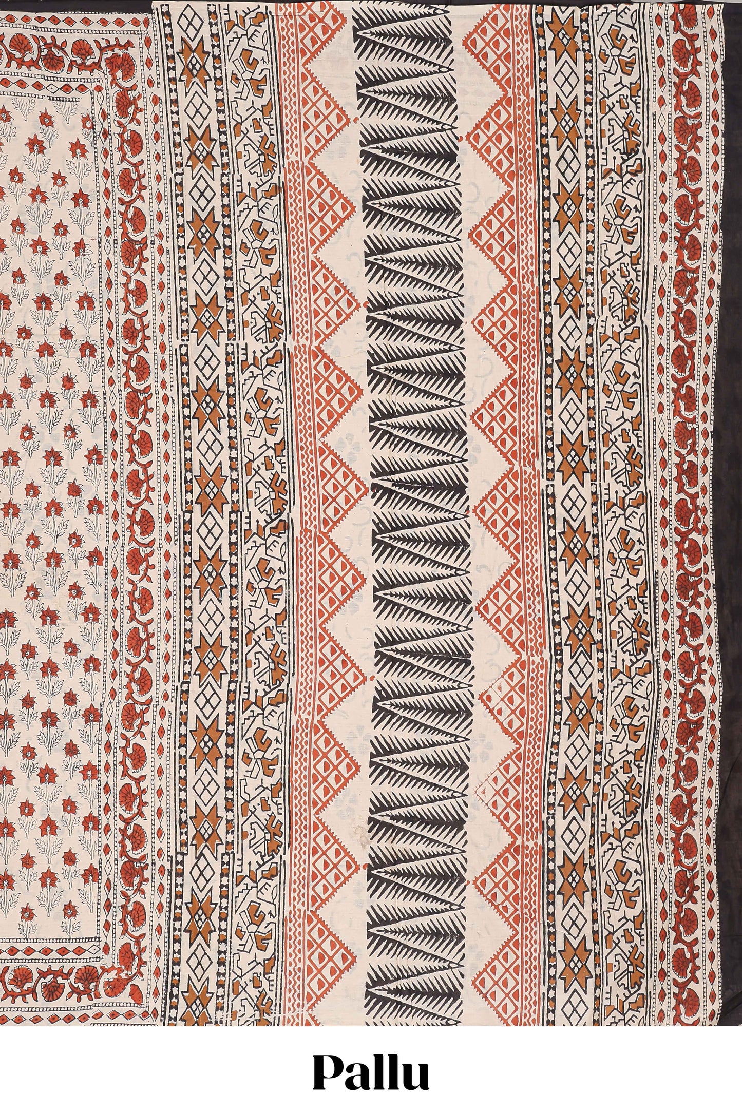 Beige floral print cotton saree