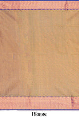 Beige saree with a pink border