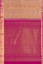 Beige silk saree with floral zari work