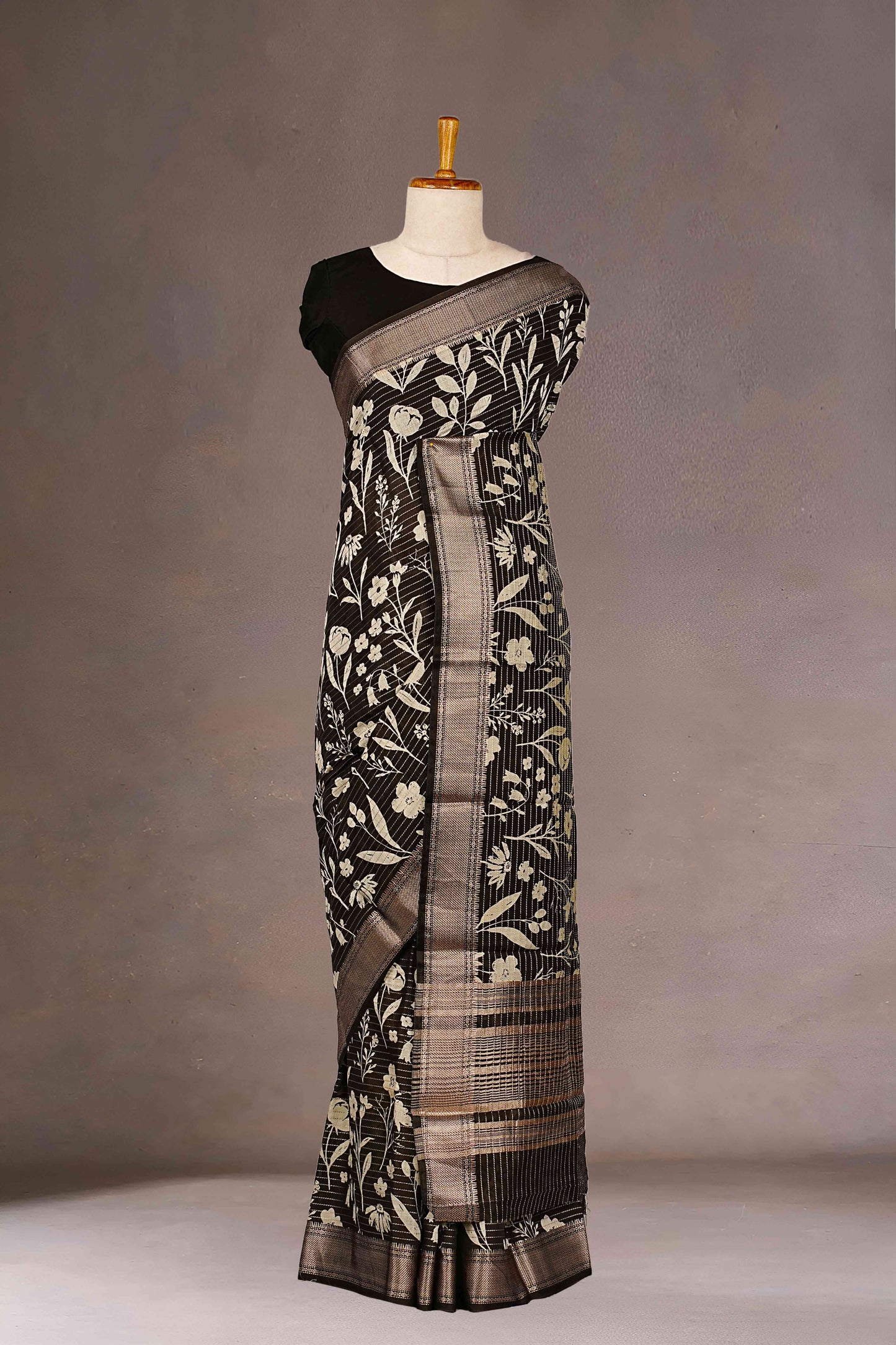 Black Tussar Saree