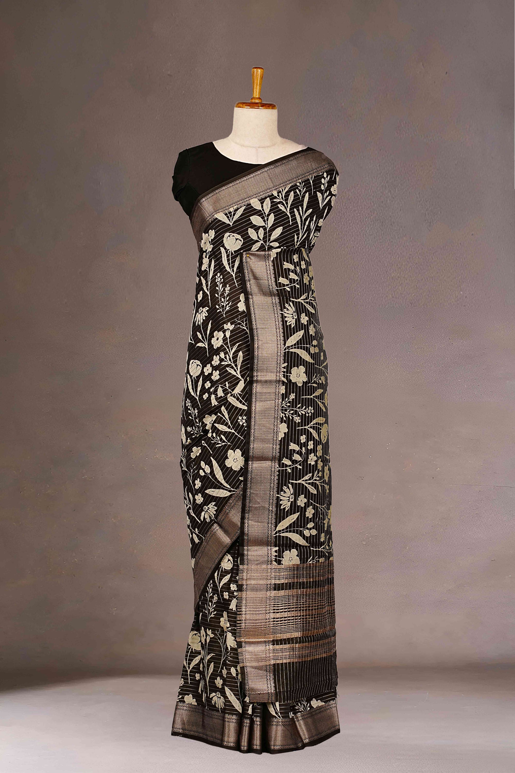 Black Tussar Saree