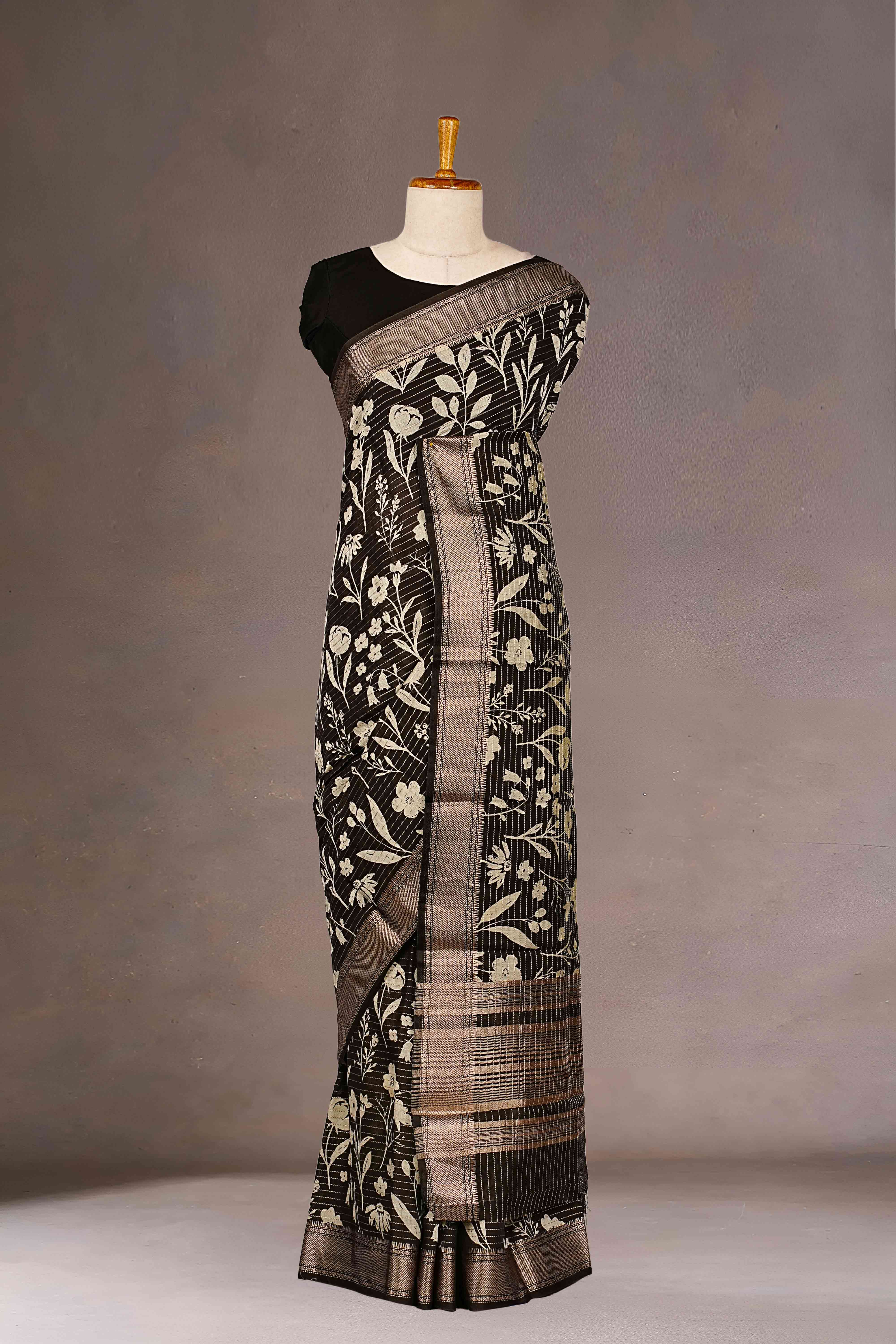 Black Tussar Saree
