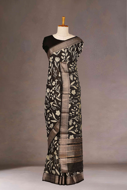 Black Tussar Saree