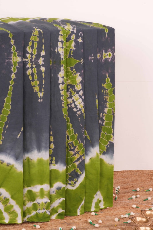 Black ajrakh print cotton saree