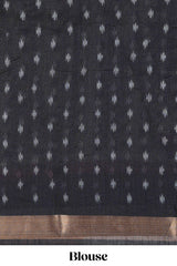 Black cotton linen saree for daily wear