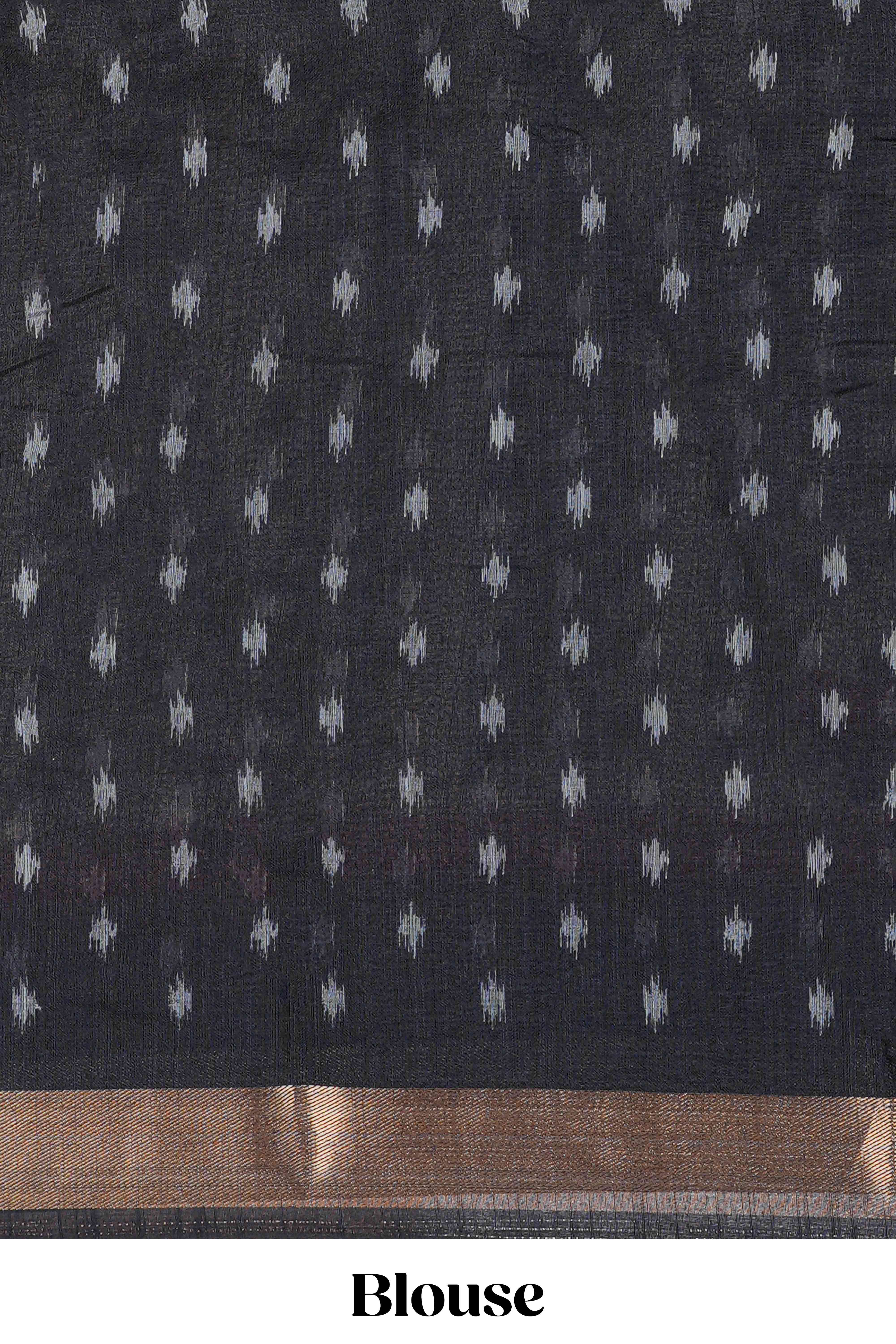 Black cotton linen saree for daily wear