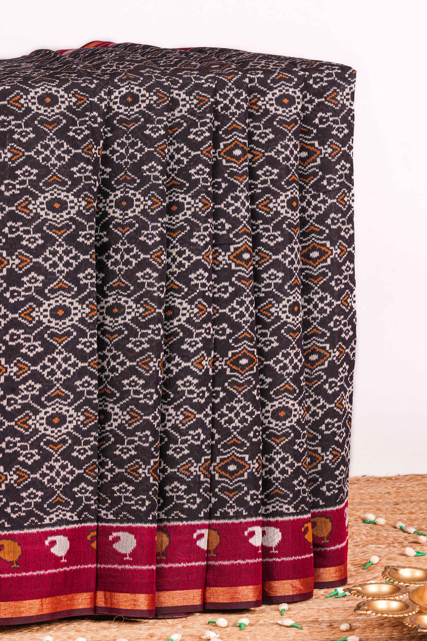 Black dola silk saree