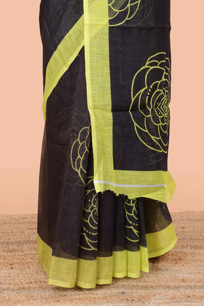 Black elegant linen saree