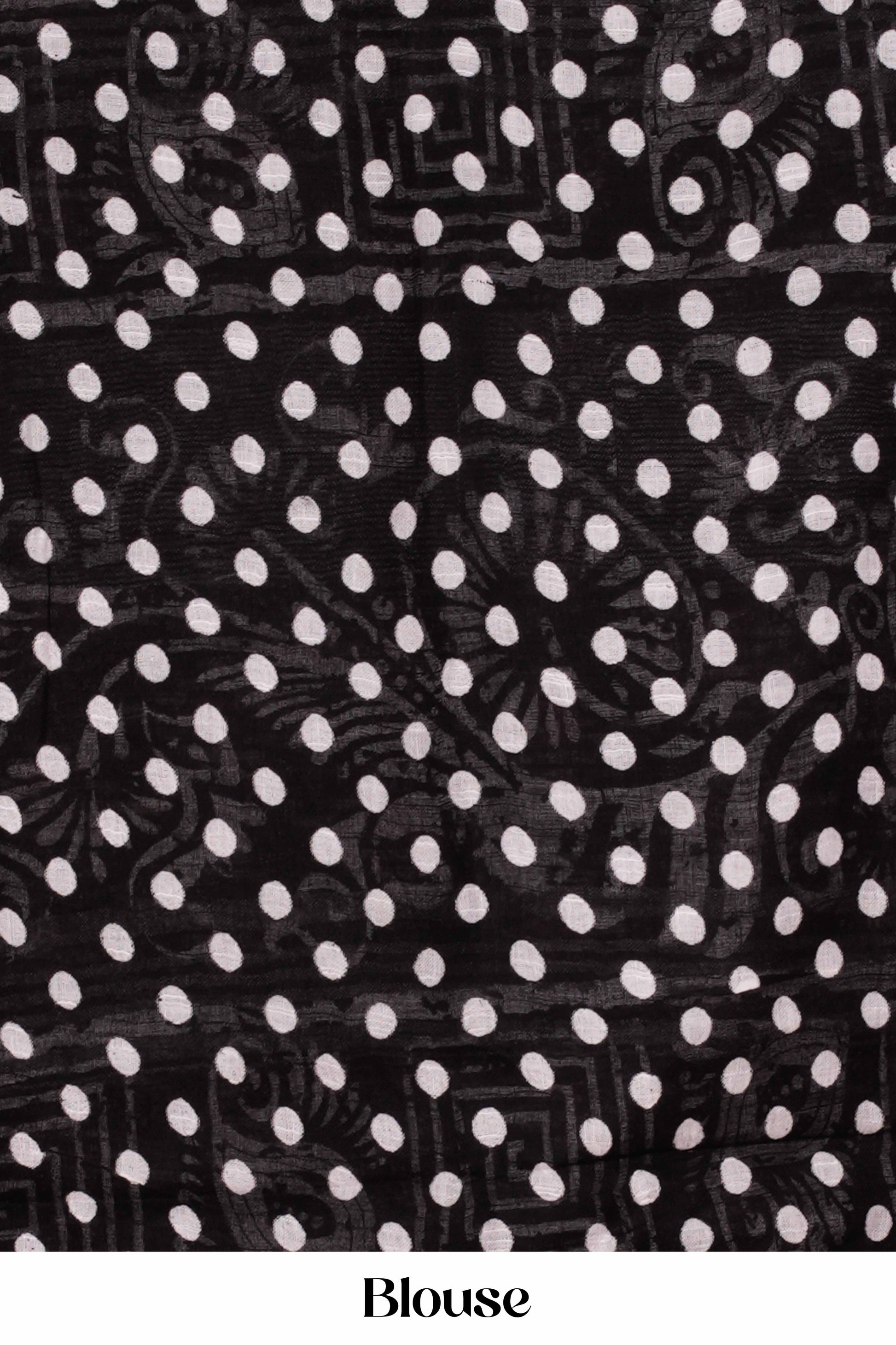Black linen cotton saree