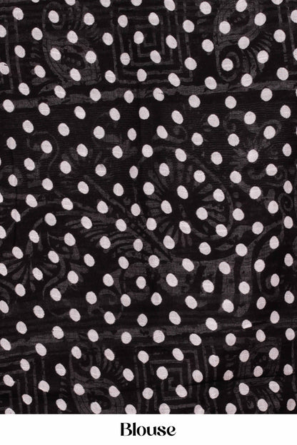 Black linen cotton saree