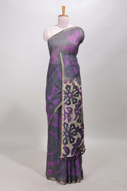 Black linen cotton sarees
