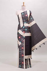 Black tussar silk