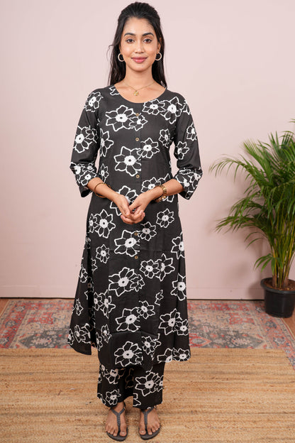 Black umbrella cut kurti
