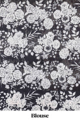 Black woven floral linen saree