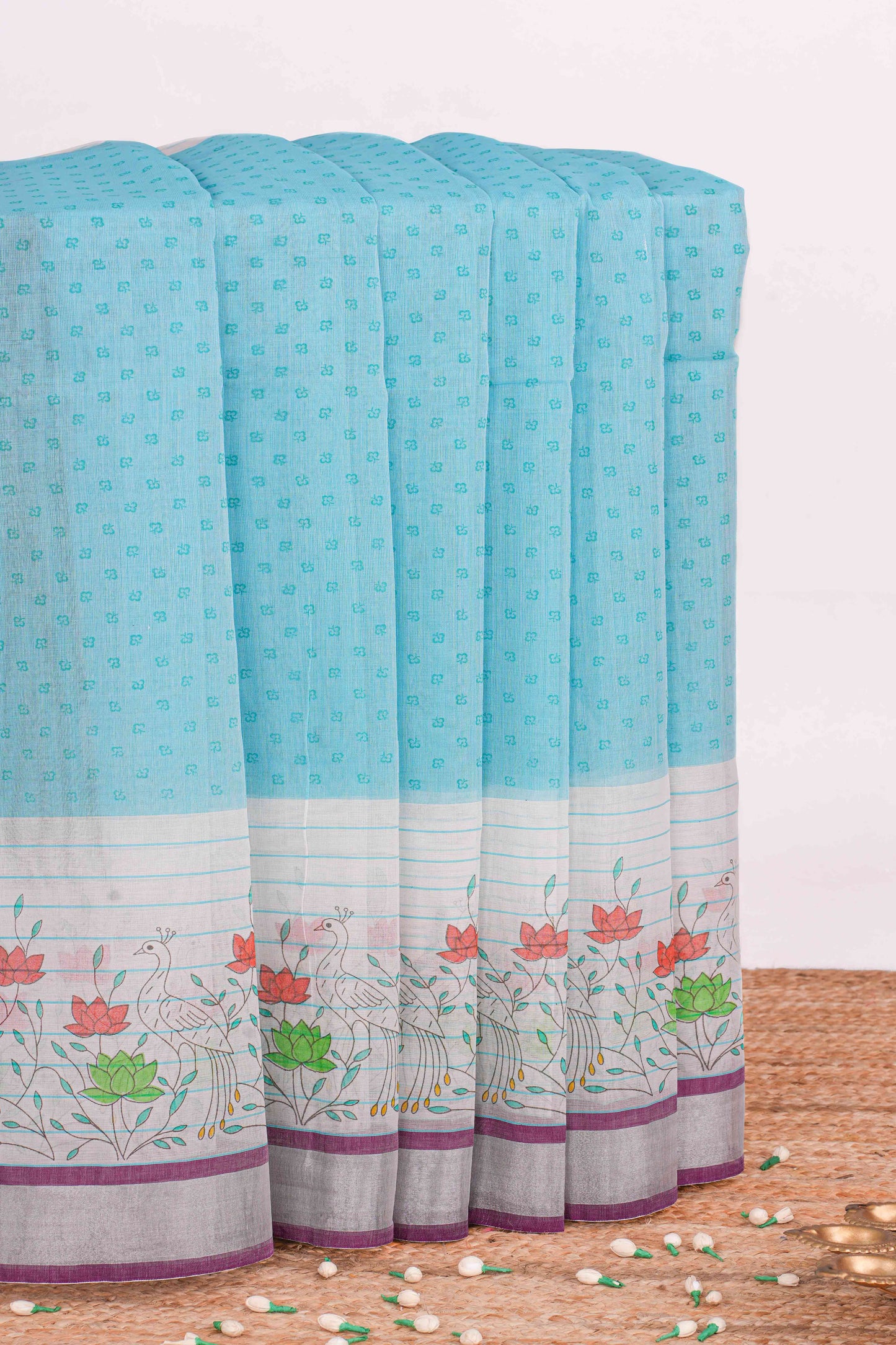Blue Chirala cotton butta saree
