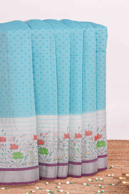 Blue Chirala cotton butta saree
