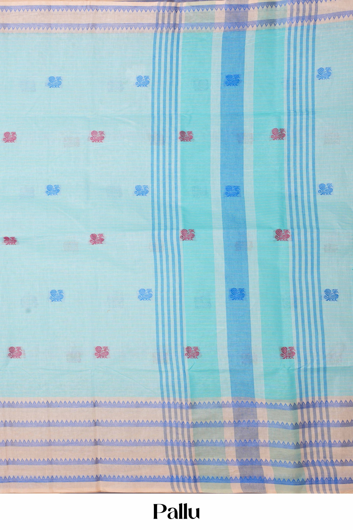 Blue Chirala cotton saree pallu detail design