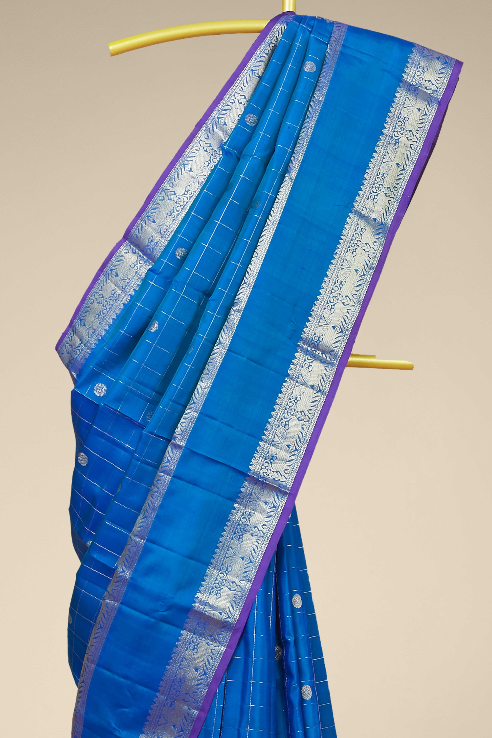 Blue Kanchipuram pure silk saree