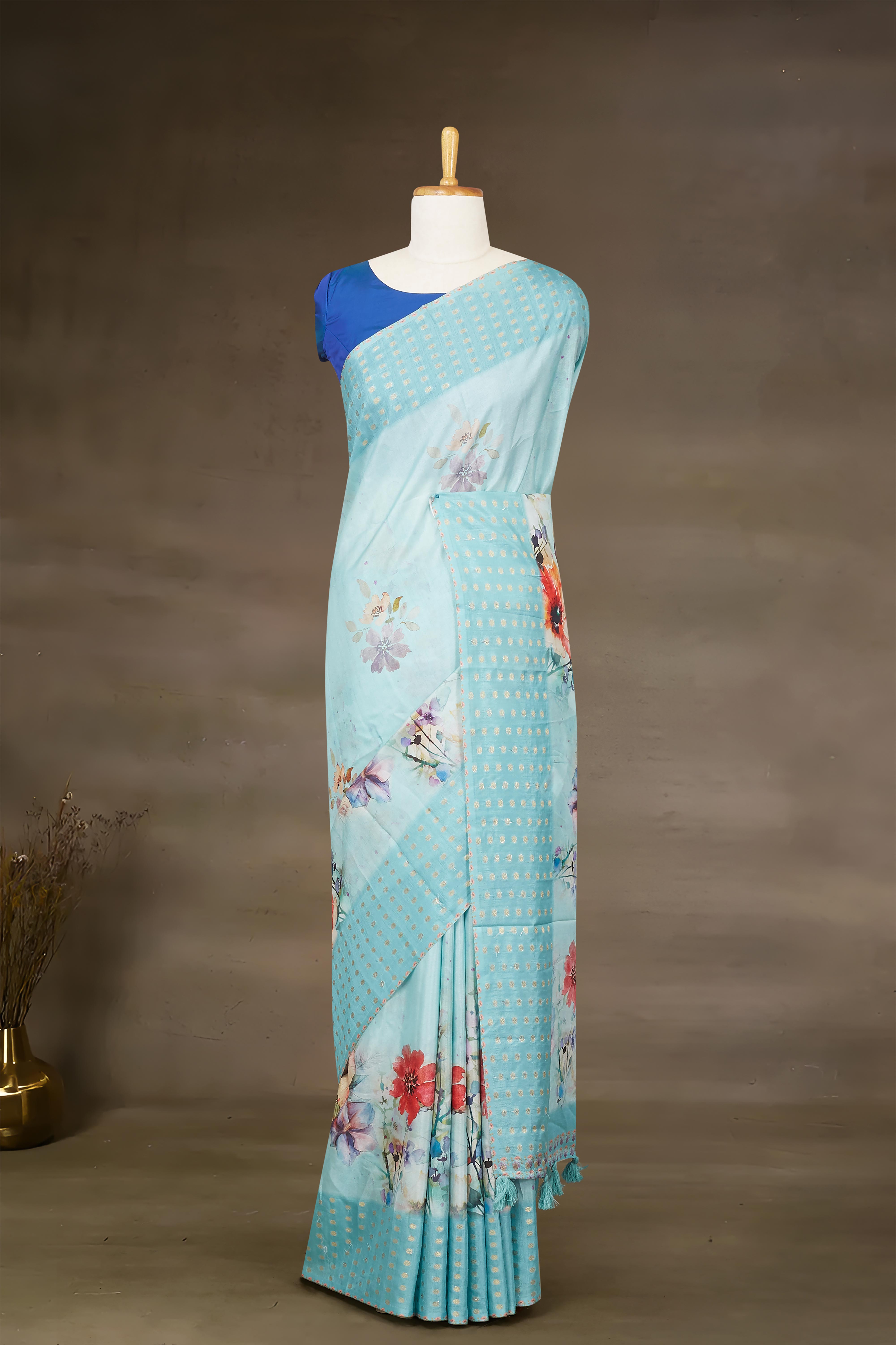 Blue Tussar Sarees