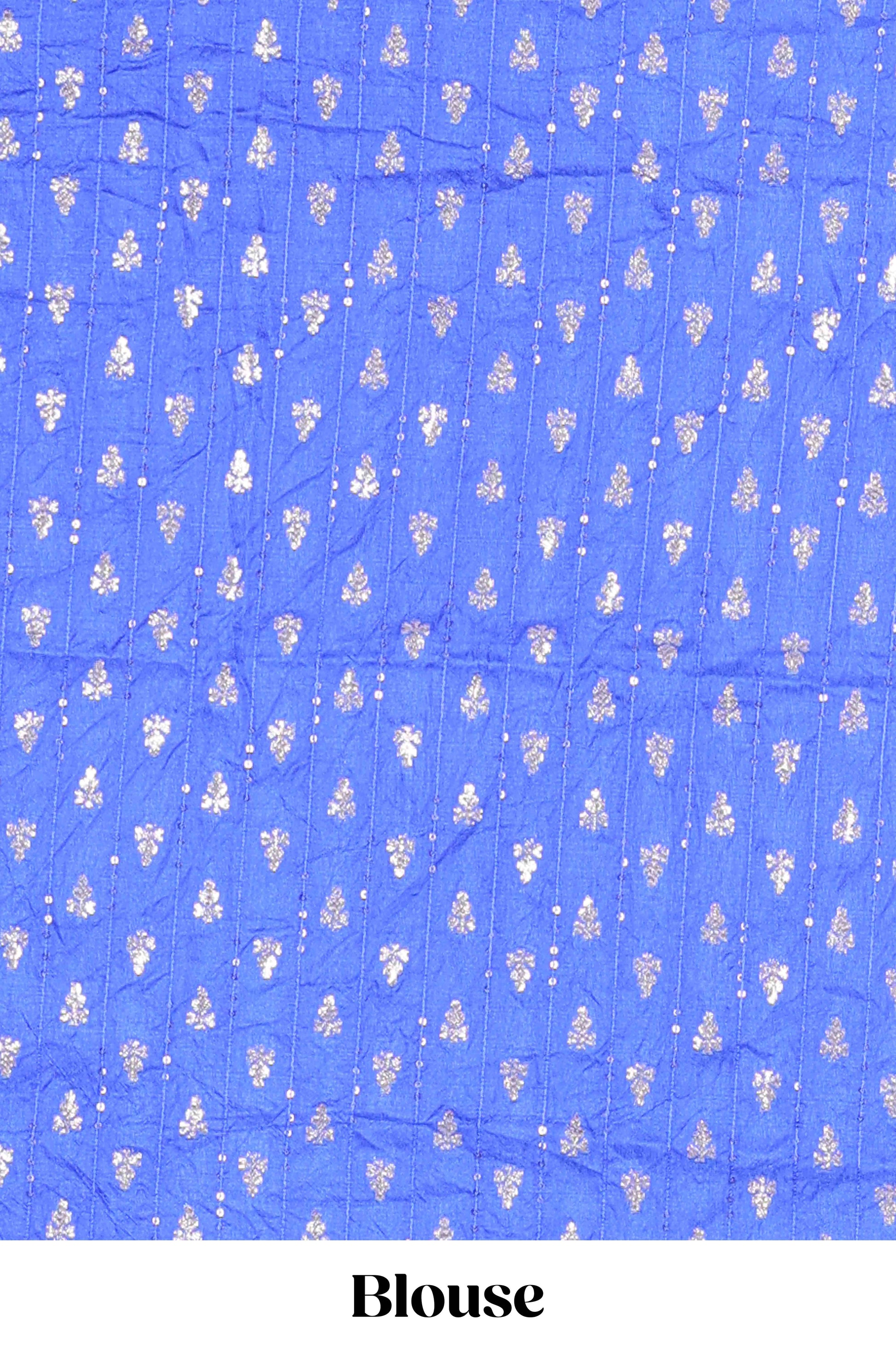 Blue art raw silk elegant saree