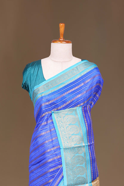Blue banarasi dola zari motif saree