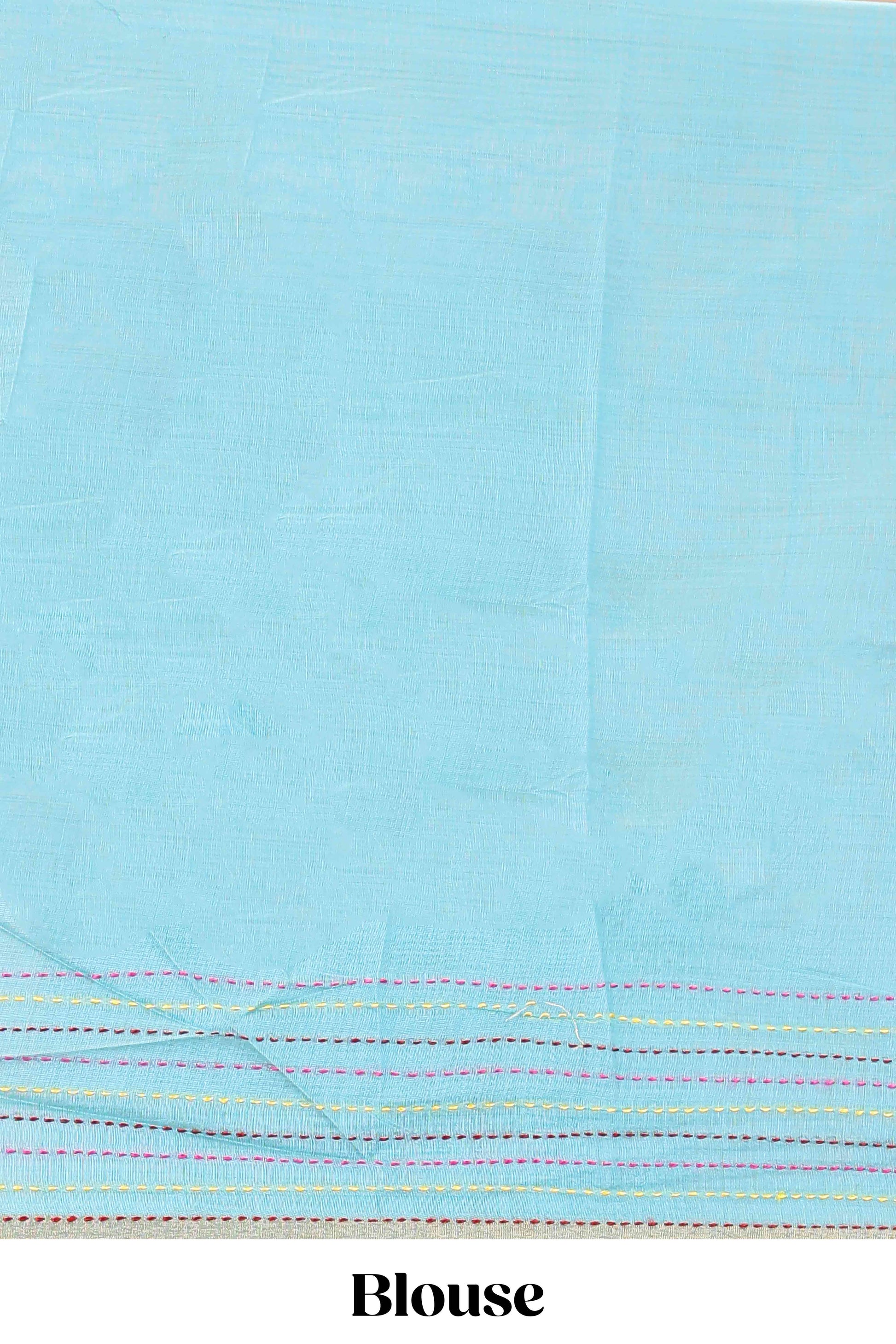 Blue body warli design chanderi saree
