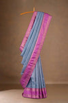 Blue bridal pattu silk saree