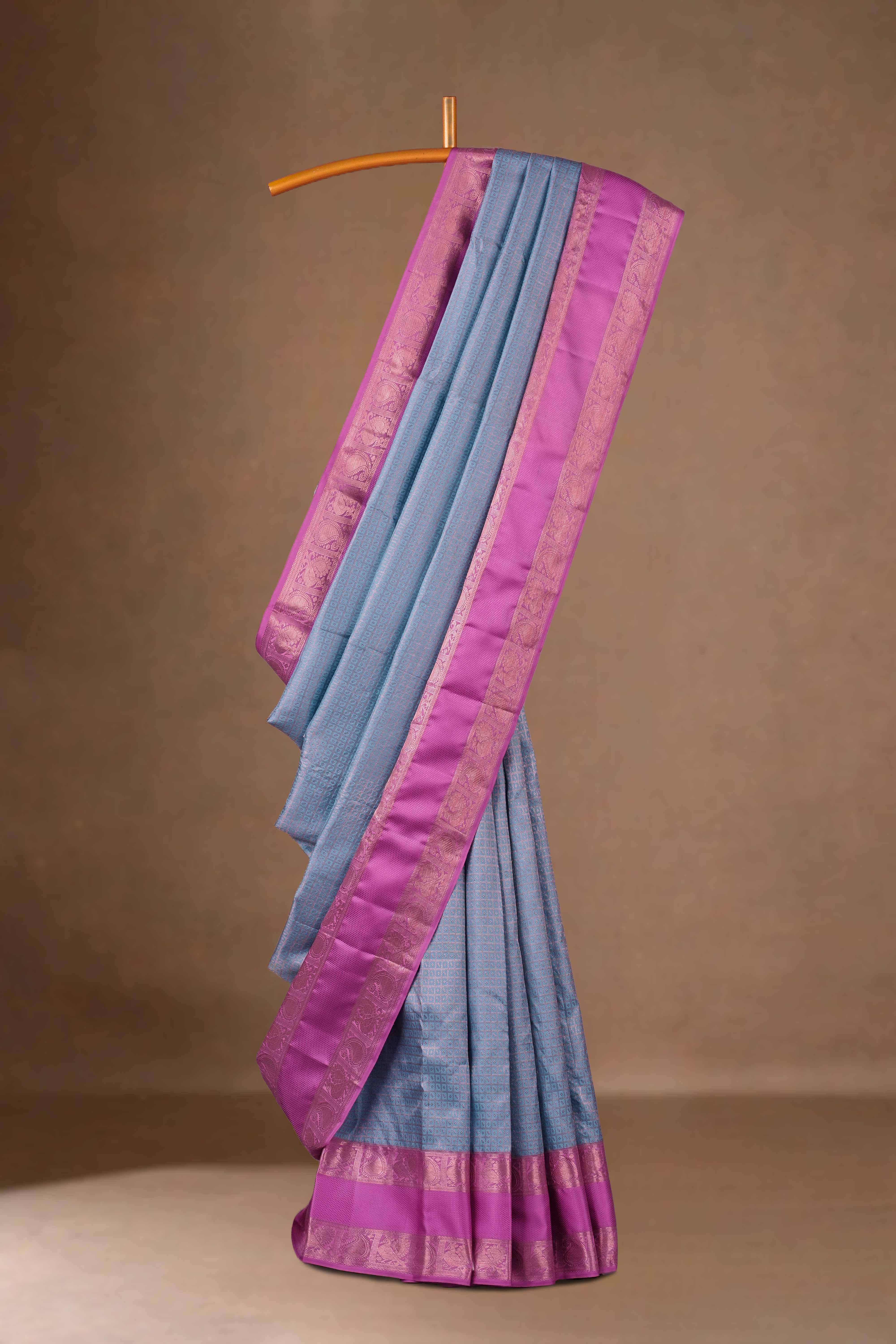 Blue bridal pattu silk saree