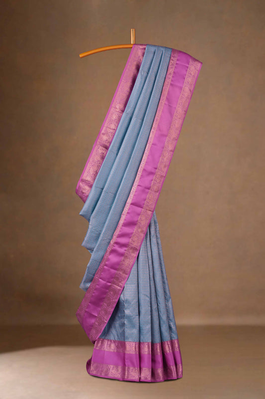 Blue bridal pattu silk saree