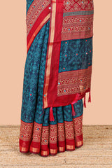 Blue casual chanderi cotton sarees