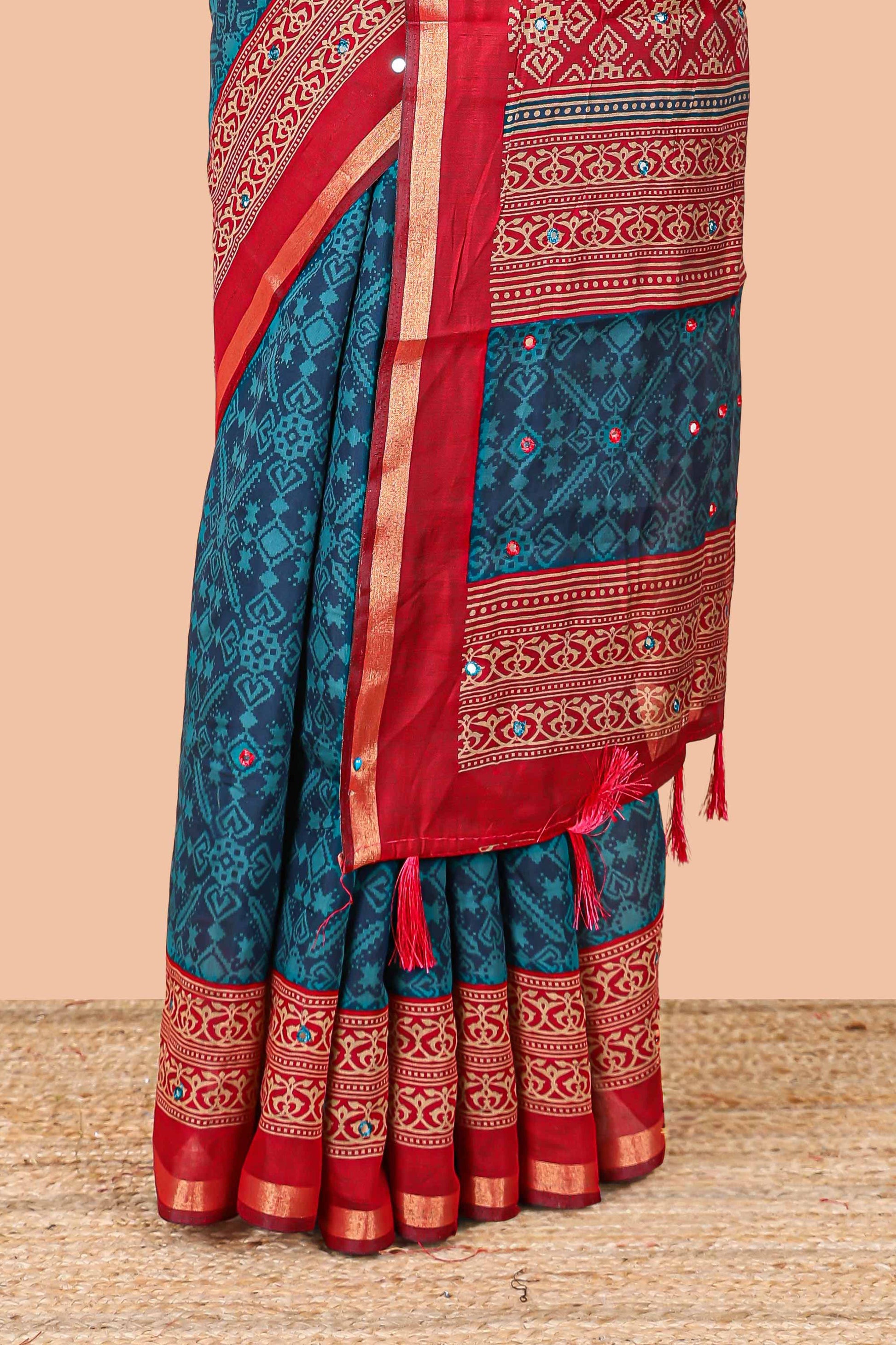 Blue casual chanderi cotton sarees