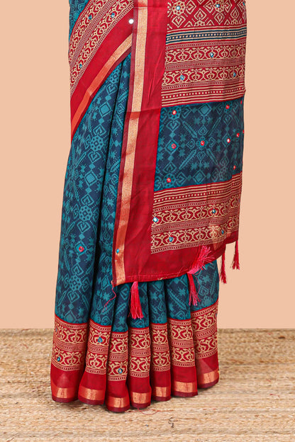 Blue casual chanderi cotton sarees
