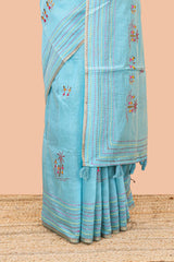 Blue casual wear chanderi cotton sarees