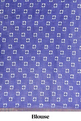 Blue casual wear linen cotton saree