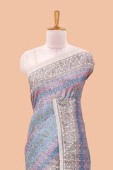 Blue chanderi cotton sarees with borders