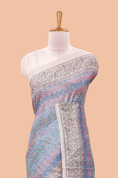 Blue chanderi cotton sarees with borders