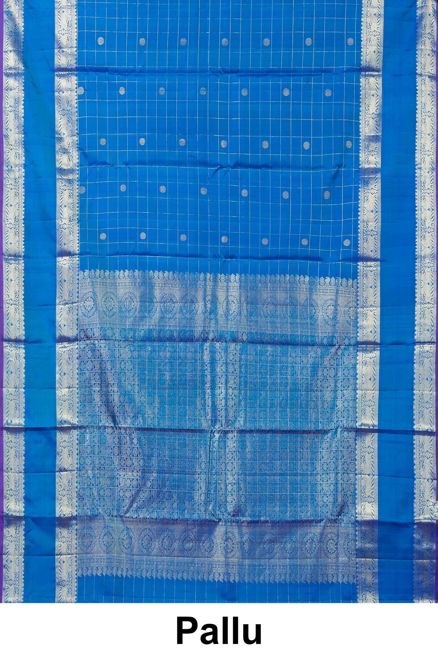 Blue checks elegant silk saree
