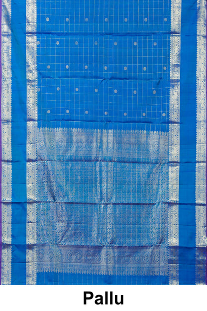 Blue checks elegant silk saree
