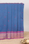 Blue chettinad cotton saree butta design