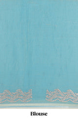 Blue chiffon designer saree