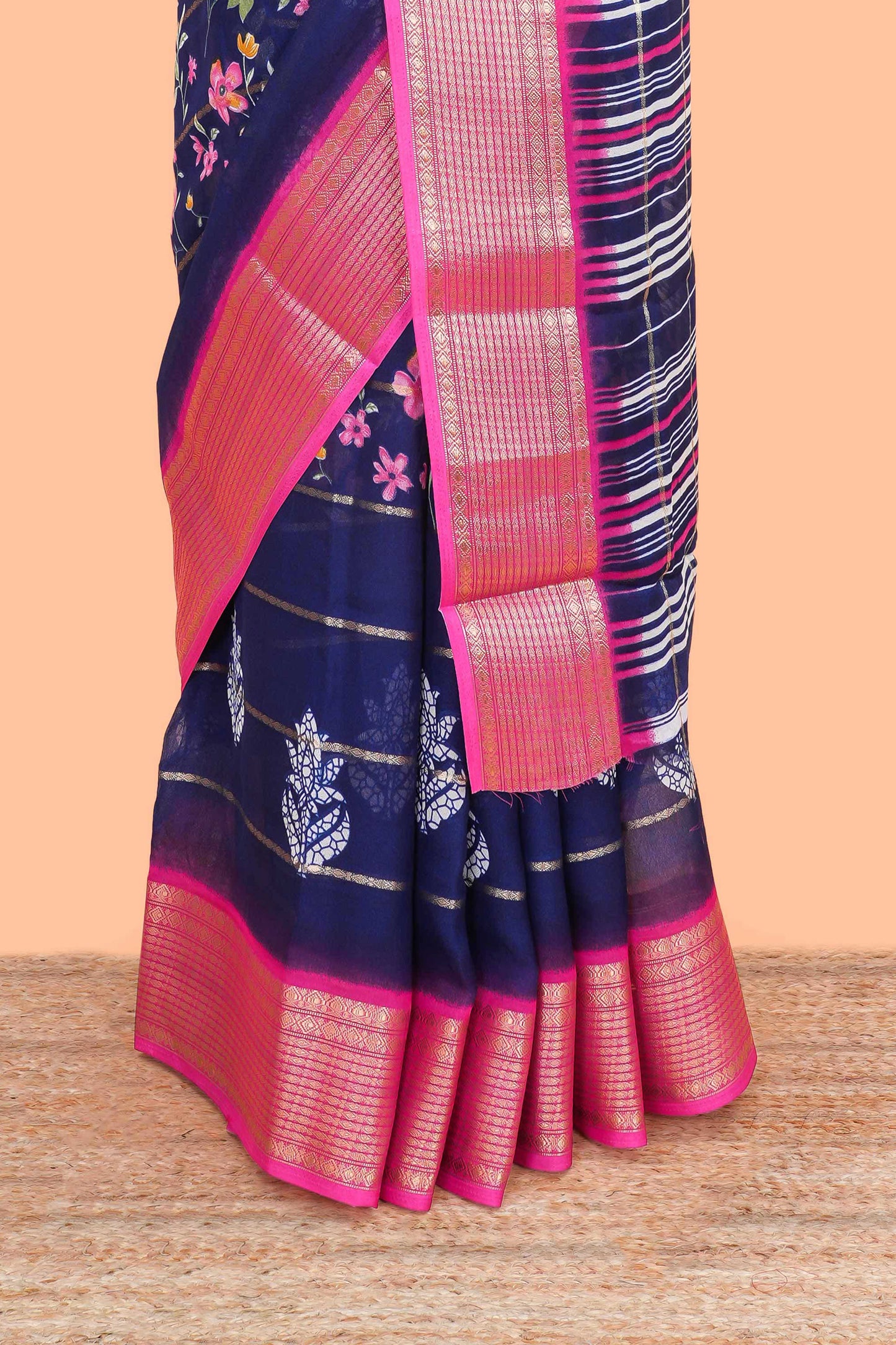 Blue chiffon georgette lightweight saree