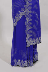 Blue color festive designer saree