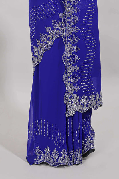 Blue color festive designer saree