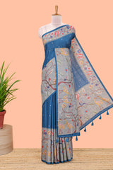 Blue color silk saree